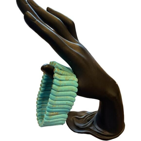 Vintage Turquoise Stretch Bracelet With Chunky Beads - Picture 2 of 4